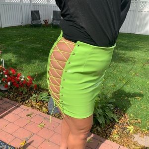 Latex lace up skirt